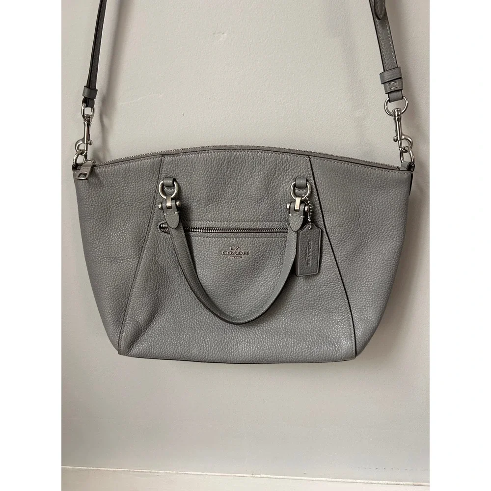 Coach Prairie Satchel Grey Pebbled Leather Crossbody Bag 79997
